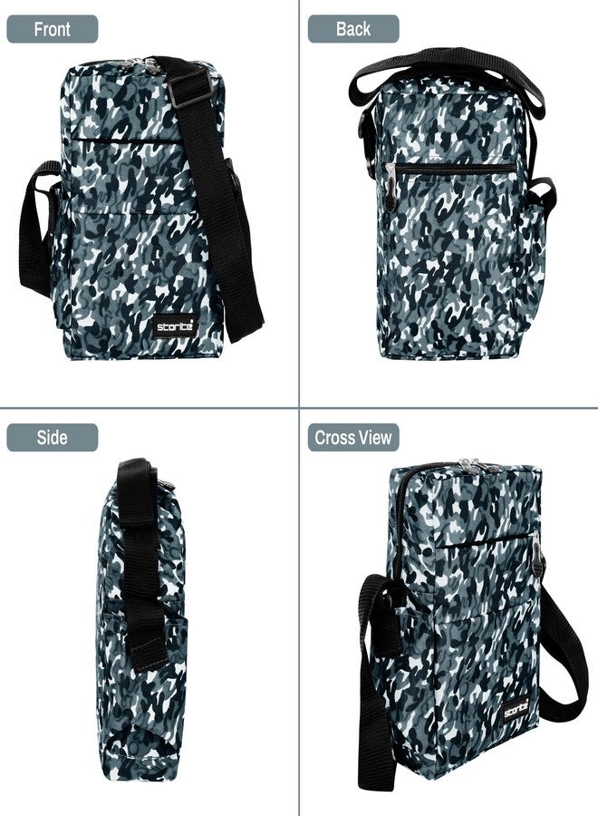 Storite Stylish Padded Mini Sling Bag for Men and Women, Small Passport Travel Bag and Small Sling Bag With Water Bottle Pocket (Grey - 16.5 x 8 x 25.5 cm) - Image 3